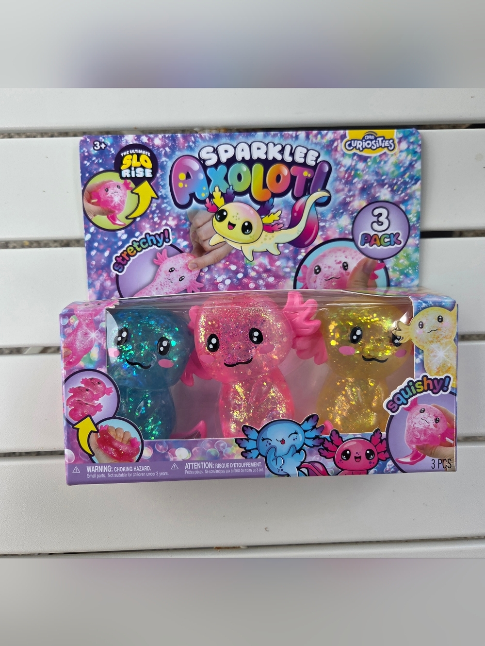 ORB CURIOSITIES SPARKLEE AXOLOTL 3 PACK YELLOW, PINK & BLUE BRAND NEW NIB